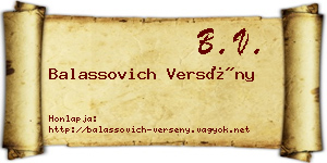 Balassovich Versény névjegykártya